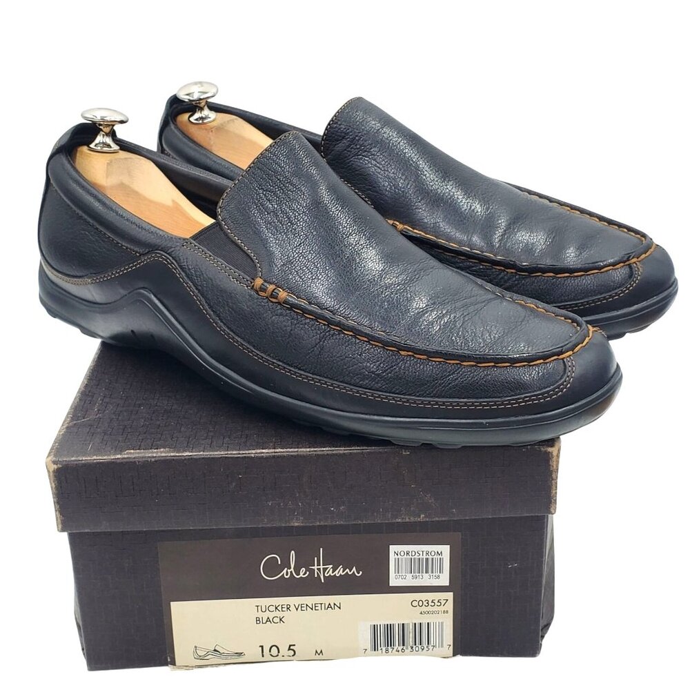 Cole Haan Tucker Venetian C03557 Men's size 10. 5 Black Leather Loafers Shoes